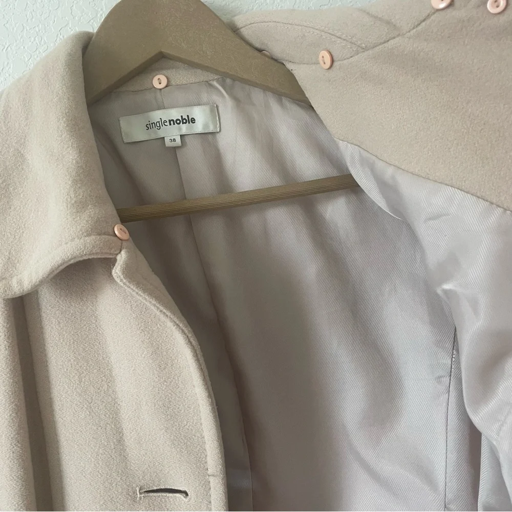 SingleNoble Tan Pea Coat (Wool and Cashmere blend) - Picture 7 of 8